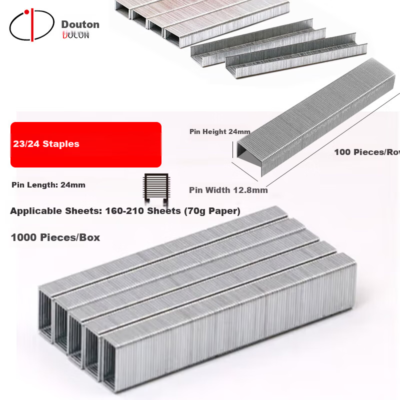 Doton 23/24 Universal Staples Box of 1000 Pieces Thickened Long Strip Silver Office Staples