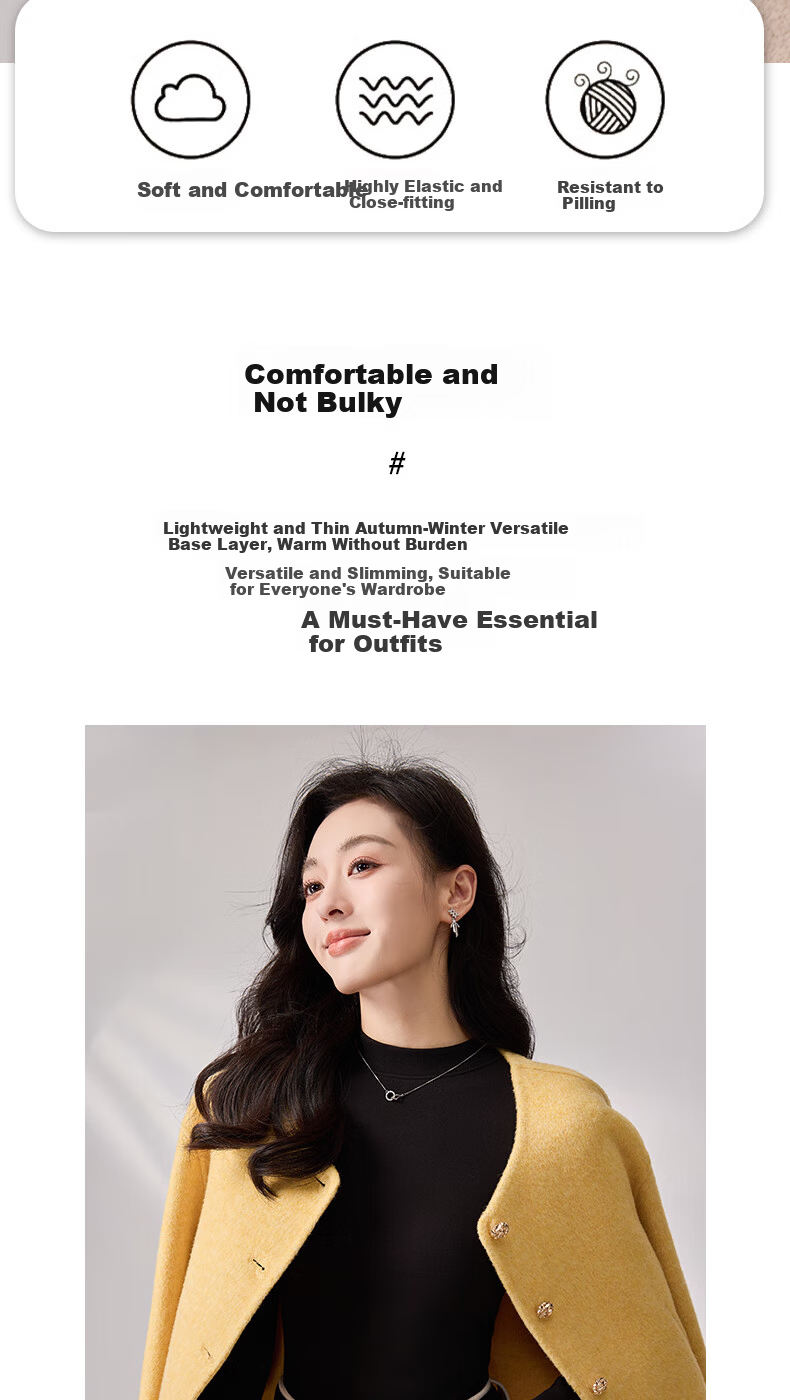 LangSha Women's Base Layer Top for Spring And Autumn, Thickened German Velvet Semi-Turtleneck Inner Wear, Elegant Slim-Fit High-End Long-Sleeve Undershirt 2