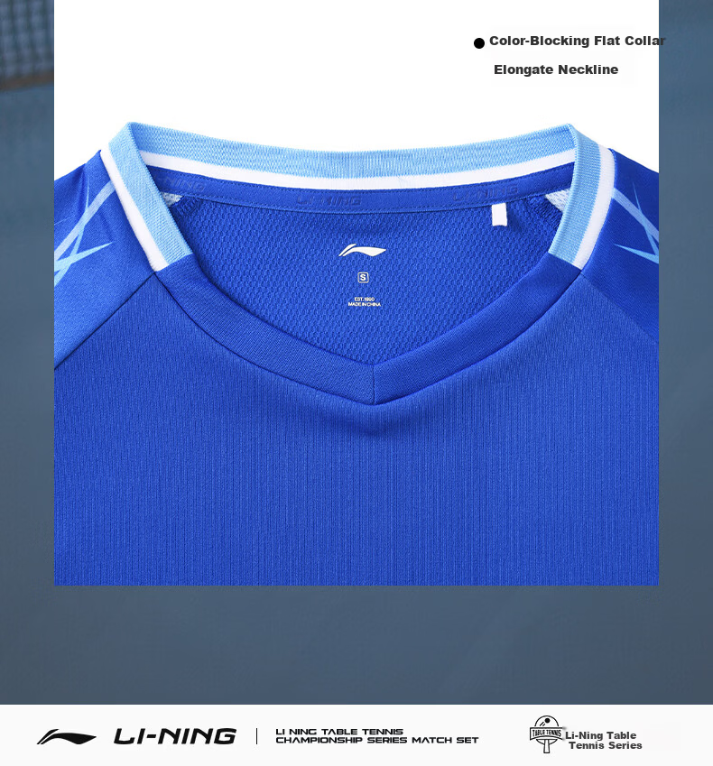 LI-NING Badminton Shirt and Shorts Set for Men, Women, and Kids, Sea Blue, Size S 14