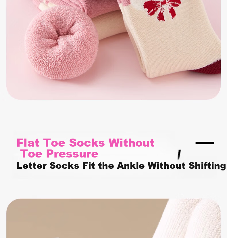 YUZHAOLIN 5 Pairs Girls' Autumn Winter Thickened Fleece Lined Mid-Calf Warm Socks for Children 7