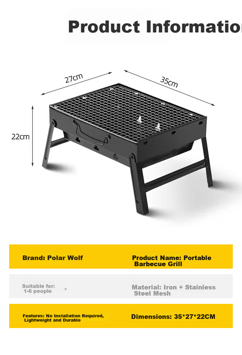 BeiJiLang Outdoor BBQ Grill Thickened Large Portable Foldable Skewers Barbecue Grill for Camping Picnic Home Use 6