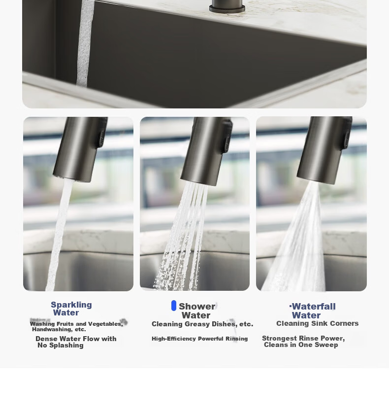 MOEN Gunmetal Kitchen Faucet Pull-Out Rotatable Multi-Function Splash-Proof 13350 9