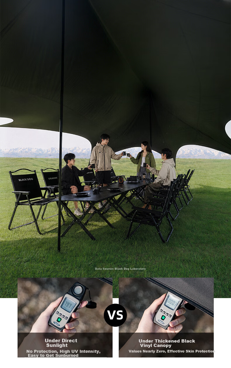 Black Dog Titanium Black Vinyl Canopy Windless Outdoor Camping Tent Sunshade Rainproof Shelter Medium 26㎡ 15