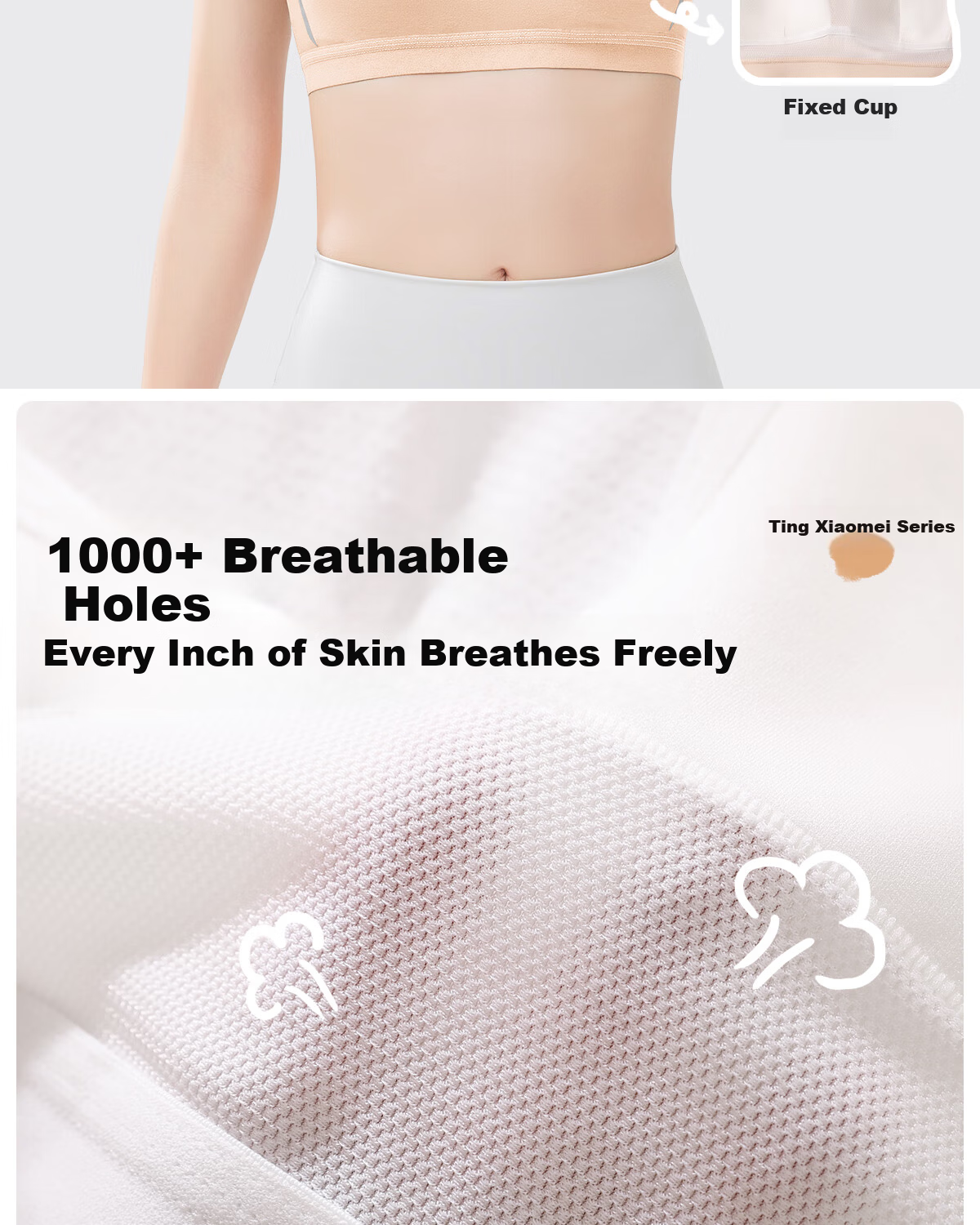 GRACEWELL Silk Antibacterial Girls' Sports Bra Shockproof Developmental Fixed Cup Vest Skin 2XL 5