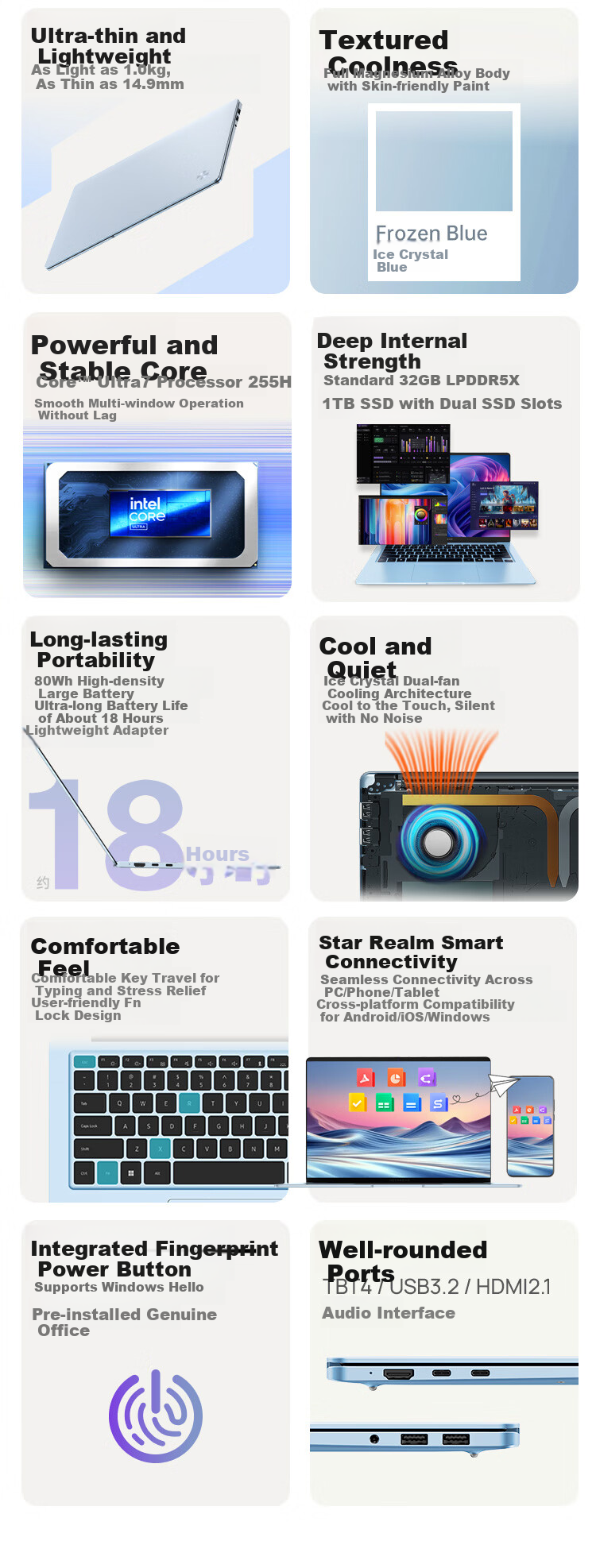 MECHREVO Starshine 14 Ice Crystal Blue (Core Ultra 7 255H 32GB 1TB 2.8K OLED 120Hz) Lightweight Gaming Office Laptop with National Subsidy 1