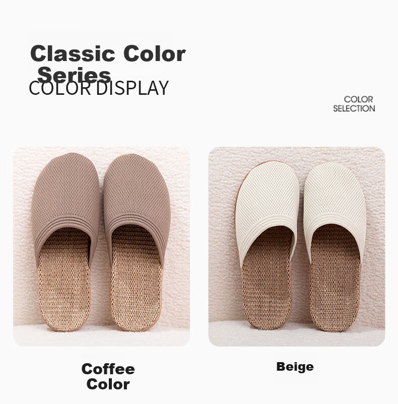 Guoluofi Japanese Style Spring Autumn Linen Slippers Summer Unisex Home Non-Slip Indoor Cotton Linen Floor Sandals Couple Beige 40-41 4