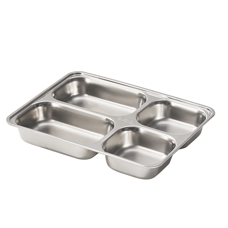 MAXCOOK 316L Stainless Steel Lunch Box 4-Compartment Deepened Thickened Meal Tray Student Lunch Box MCFT4152