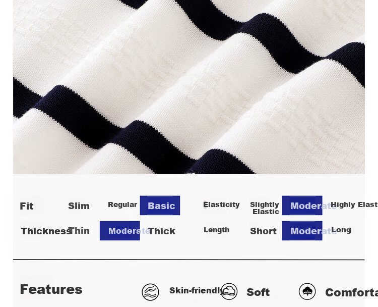 ELLE ACTIVE Colorblock Striped Knit Short Sleeve T-Shirt Women Casual Fashion Comfortable Versatile Crew Neck Top Summer Navy Blue L 4