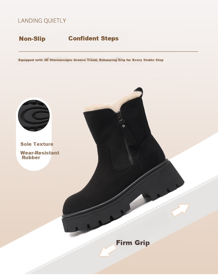 Red Dragonfly Women's Winter Snow Boots Fleece Lined Warm Cotton Shoes Versatile Outdoor Thick Sole Martin Boots WLC456221R Black Size 35 6