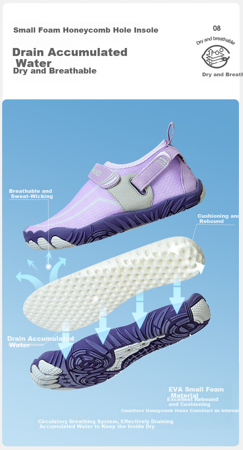 Lemonkid Kids Beach Shoes Boys Girls Swimming Water Shoes Non-slip Breathable Outdoor Sports Sandals Creek Hiking Shoes for Seaside Water Play 11