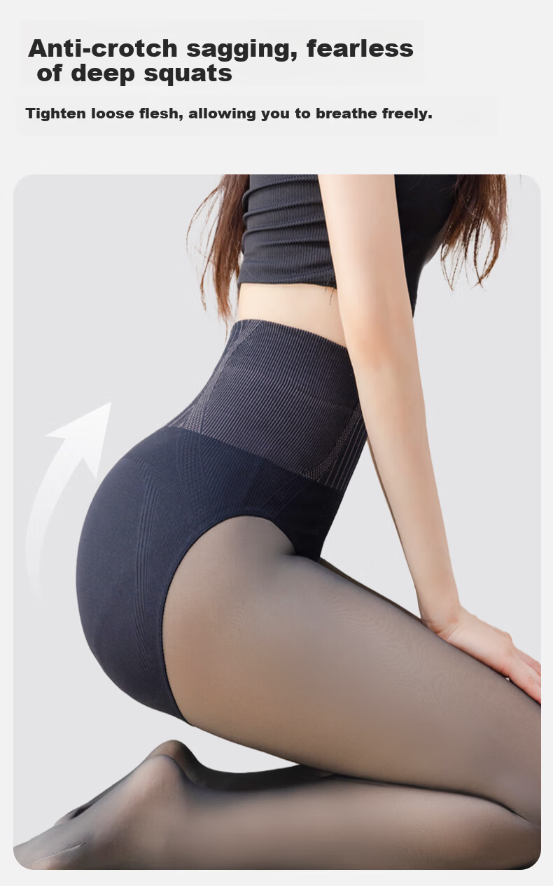 MiiOW Black Sheer Skin Optical Leg Magic Autumn Winter Anti-Snag Glossy High-Waist Tummy Control Fleece-Lined Thickened Stockings 2025 New Arrival 9