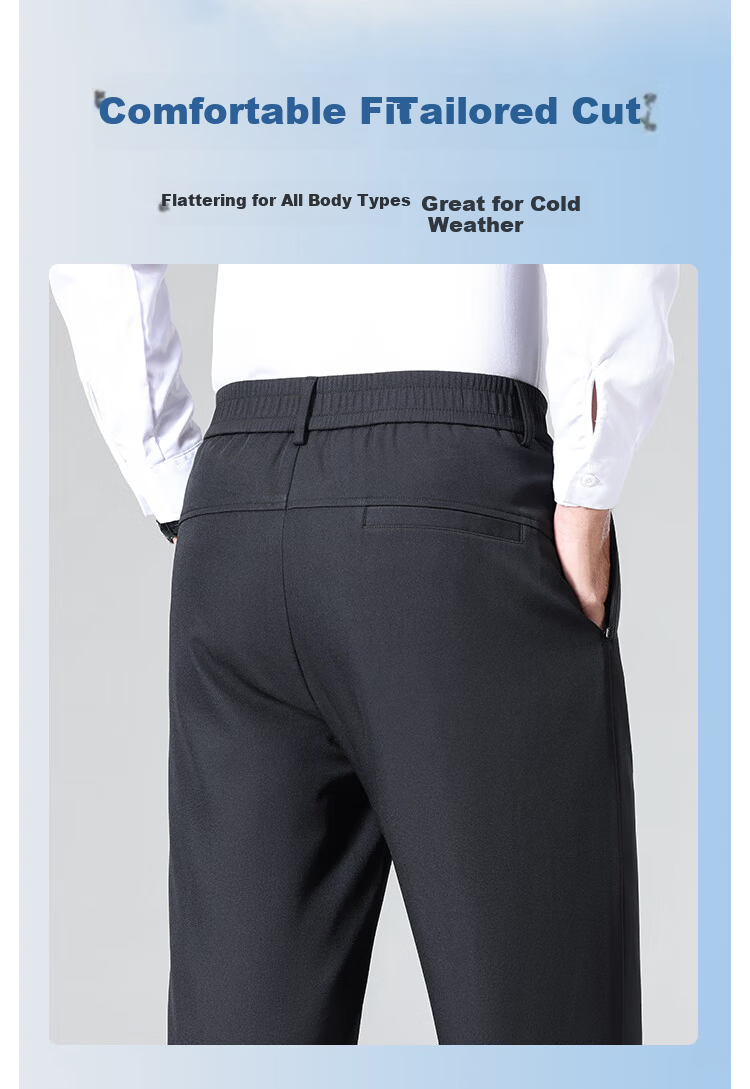ROMON 90% Duck Down Men's Winter Warm Thick Fleece Lined Suit Pants Straight Leg Trousers 810 Black M 5