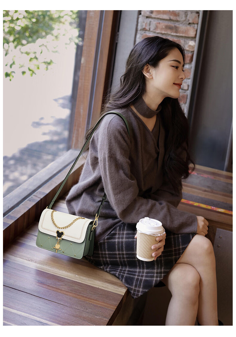 Love Sea Cowhide Leather Women's Shoulder Bag Crossbody Bag Trendy Underarm Bag Boutique Birthday Gift High-End Feel for Girlfriend Wife 8