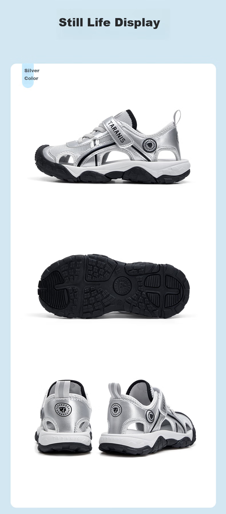 TARANIS Sports Sandals Summer New Breathable Kids Boys and Girls Non-slip Quick-dry Beach Shoes Closed-toe Water Shoes Black/White Size 31 6