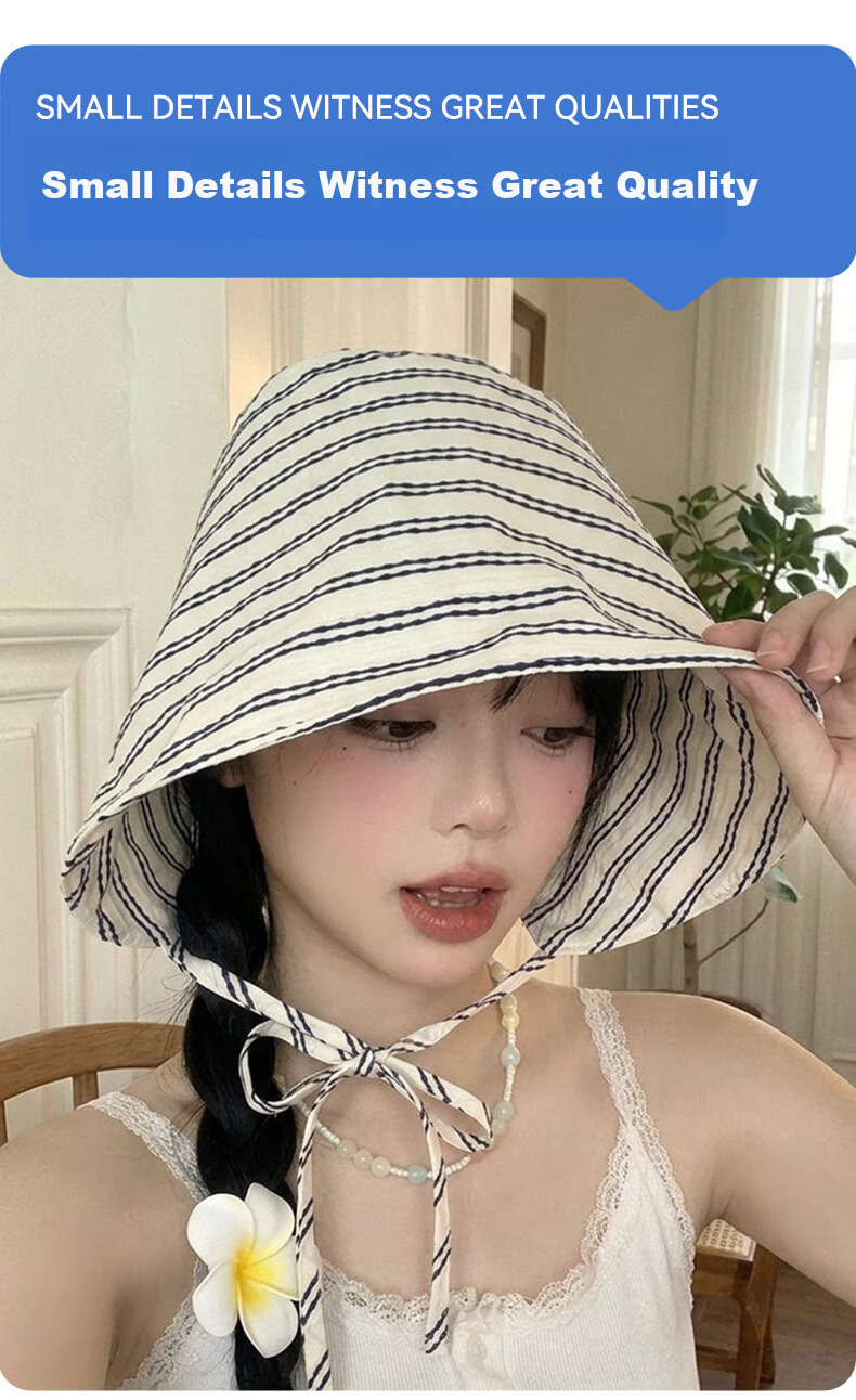FitonTon Women's Summer Sun Protection Hat Striped UV Protection Outdoor Beach Sun Hat Travel Face Cover Hat 8