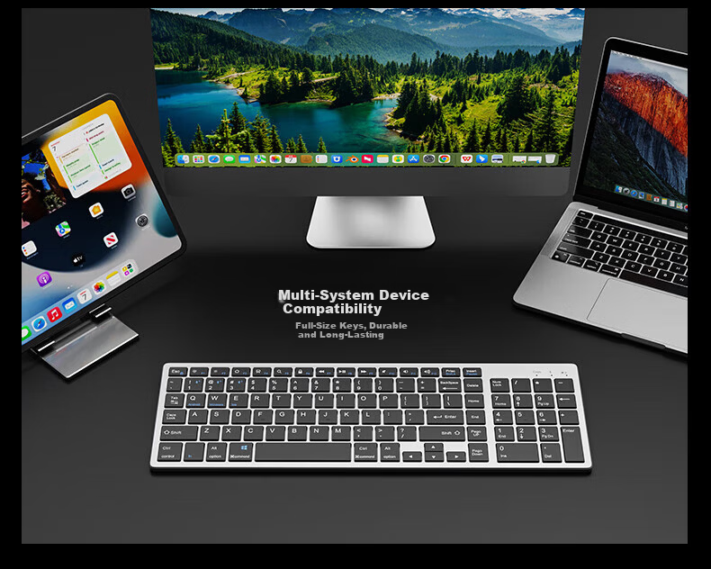EWEADN Wireless Keyboard and Mouse Set Silent Bluetooth Dual-Mode Laptop Desktop Business Office Typing Portable Ultra-Thin Scissor-Switch 102-Key Rechargeable Keyboard and Mouse Combo 3