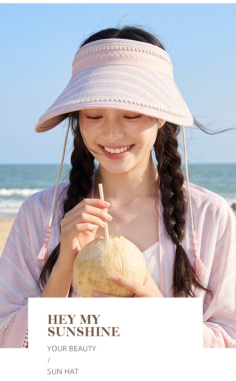 CACUSS Ice Silk Wide Brim Open Top Hat Women Summer Outdoor Lightweight Sun Hat Pink 7