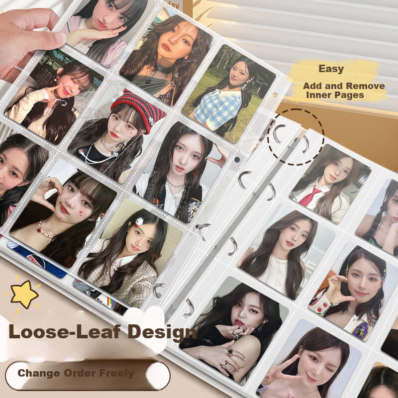 XINSHIDA Nine-Grid Card Album Storage Binder Large Capacity 3-Inch Photo Album Star Collection Card Holder Photo Paper High-Quality 180-Card Photo Book 6