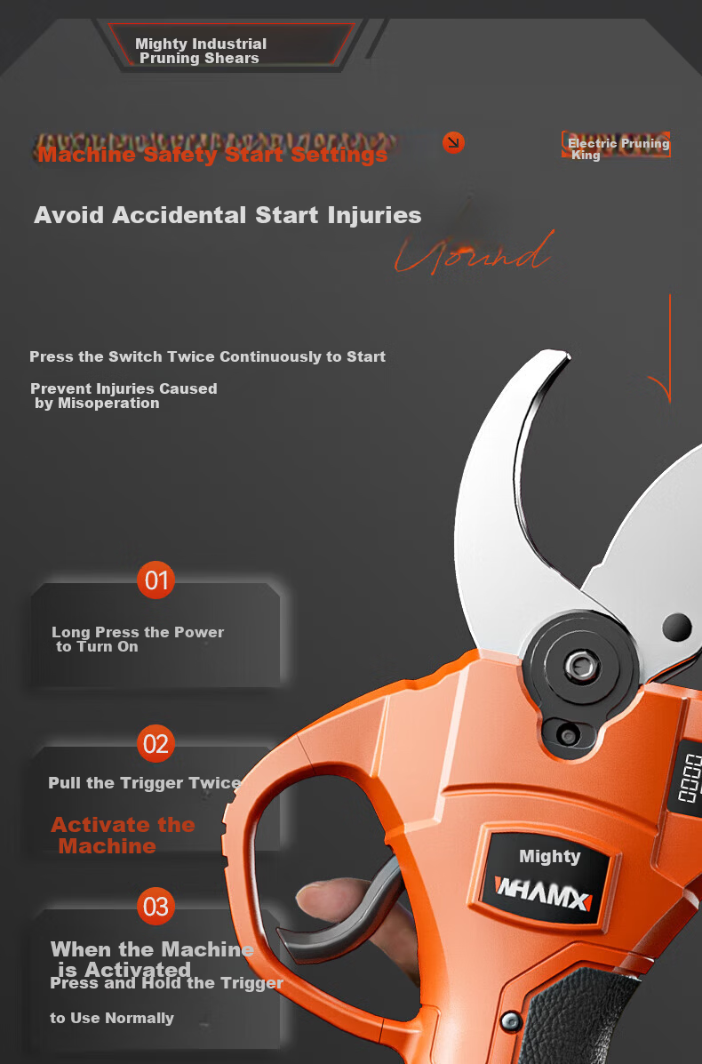 Weimeng Electric Pruning Shears Cordless Garden Branch Cutter Fruit Tree Pruner Gardening Scissors 20