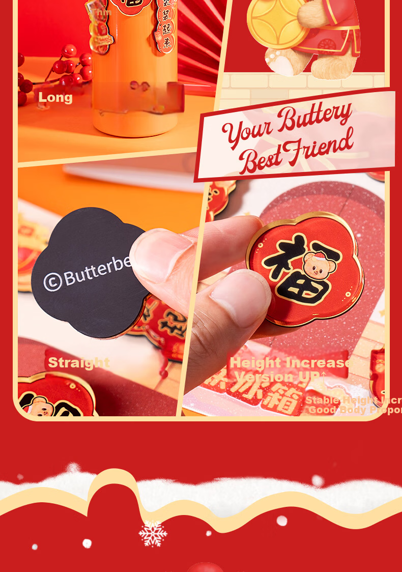 Deli Butter Bear New Year Series Refrigerator Magnet IP Magnetic Creative Acrylic High-Definition Printing Cute Cartoon Decorative Magnet Qian Lai Qian Lai HYC101 10