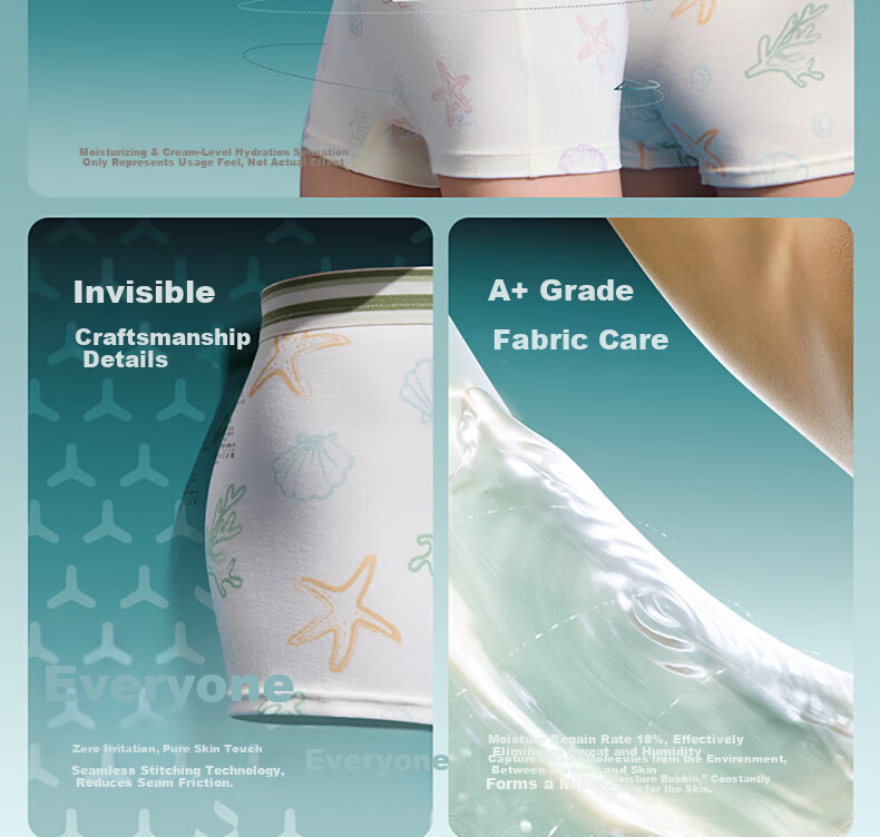 Mianqixiong Little Ocean Blue Seaweed Kids Underwear Girls Soft Breathable Antibacterial A-Class Boxer Briefs 31