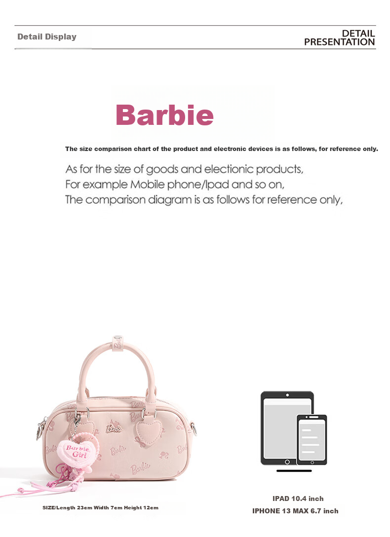 Barbie 2026 New Shoulder Bag Women Crossbody Handbag Bowling Bag Best Friend Student Daily Gift 520 Valentine's Day 2