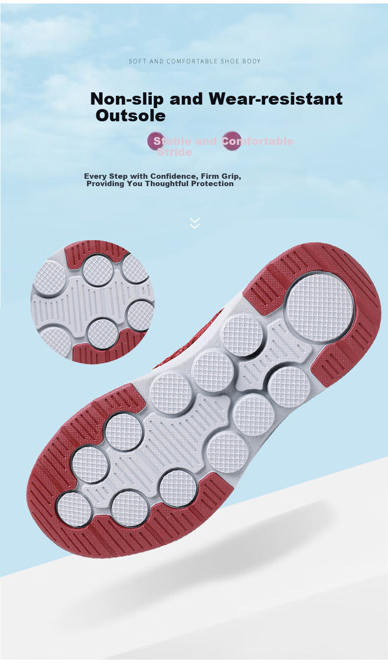 Anglerfish Summer Breathable Mesh Mom Casual Shoes Sports Walking Shoes Elderly Old Beijing Cloth Shoes A6000 Red 38 8