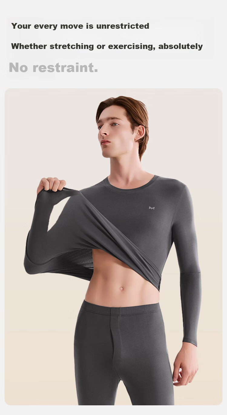 MiiOW 95% Cloud Cotton Antibacterial Women's Autumn Thermal Underwear Set Round Neck Warm Innerwear Light Yellow 2XL 11