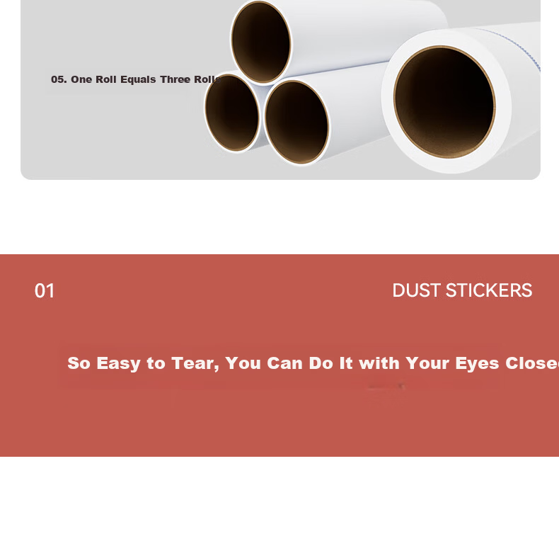 Jixiaobei Lint Roller 16cm 3 Rolls 270 Sheets Removable Sticky Hair and Dust Remover Replacement Heads Household Use 4