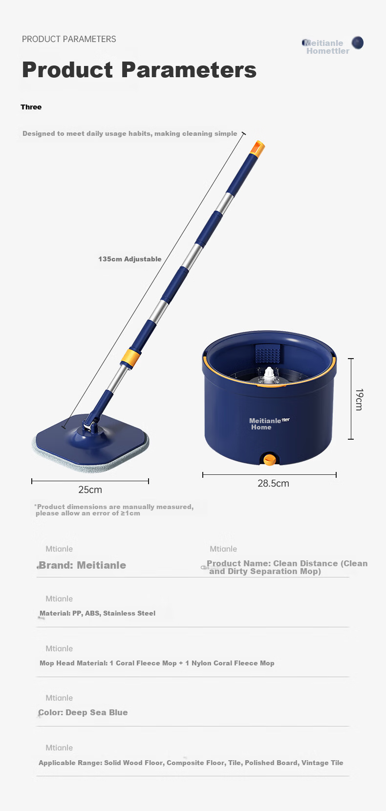 HoMettler Clean and Dirty Separation Spin Mop with 2 Mop Heads, Hands-Free Flat Mop with Bucket Set for Home Use 2026 25