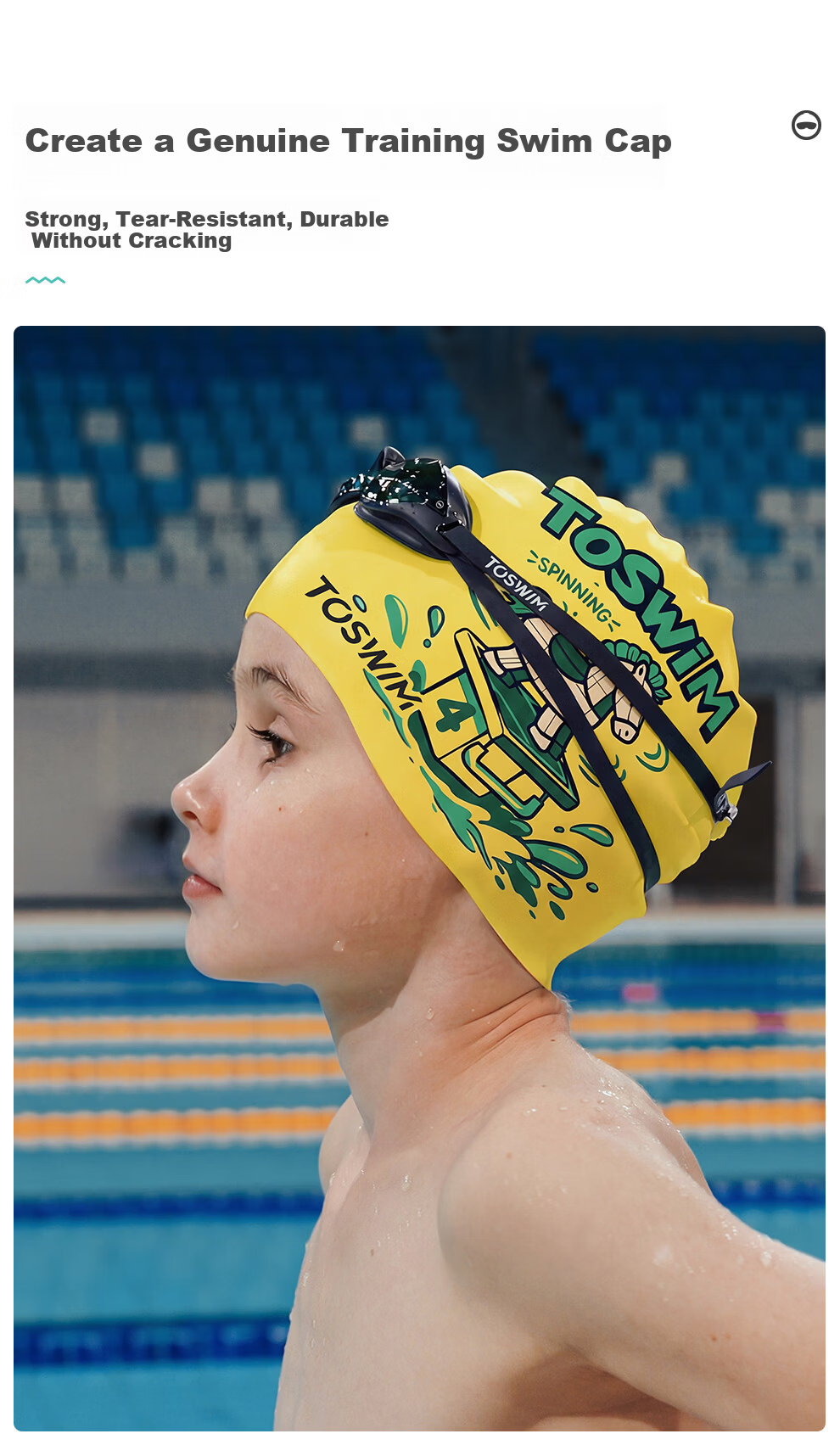 TOSWIM New Year Edition Horse Year Swim Cap Waterproof Professional Racing Swimming Cap for Men, Women, and Kids 3