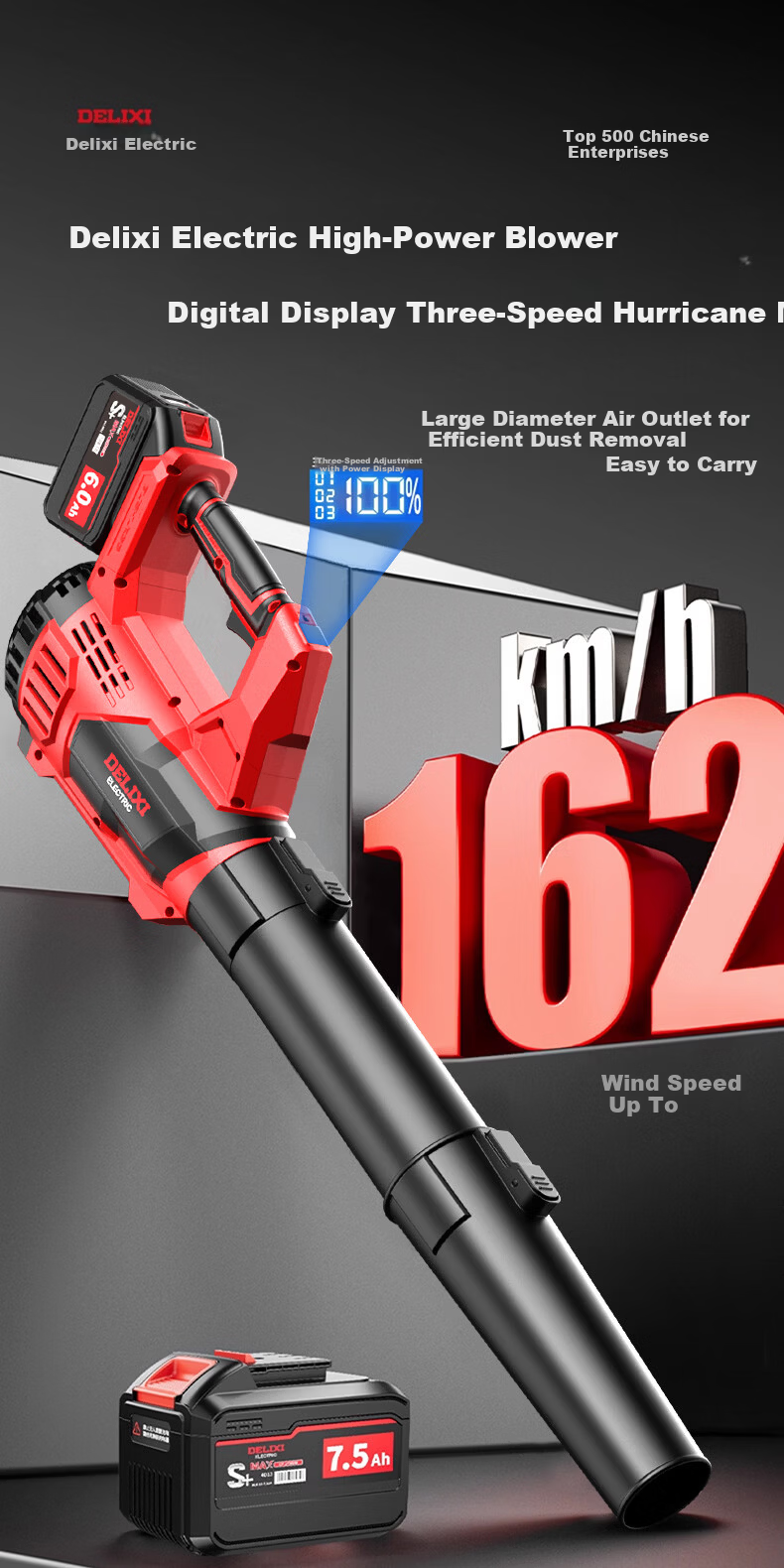DELIXI ELECTRIC Lithium Battery Blower Snow Blower Cordless High-Power Dust Blower Strong Dust Remover 1