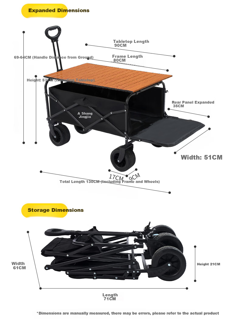 Suncojia Outdoor Camping Folding Cart Large Rear-Opening Wide Wheel Wagon for Picnic, Stall, Delivery, and Kids 11