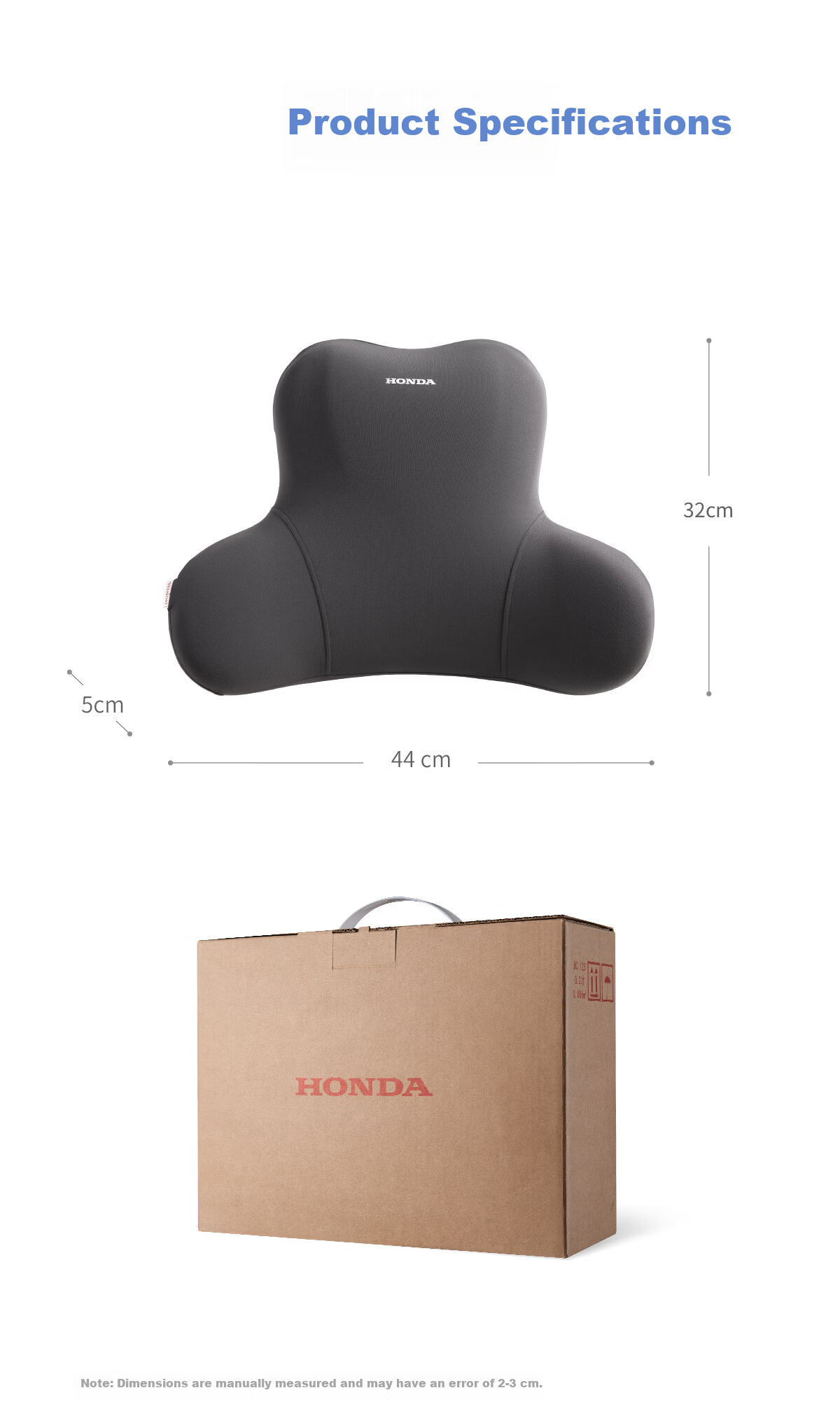 HONDA Original Genuine Car Lumbar Support Back Cushion Waist Pillow Office Cushion Black 9