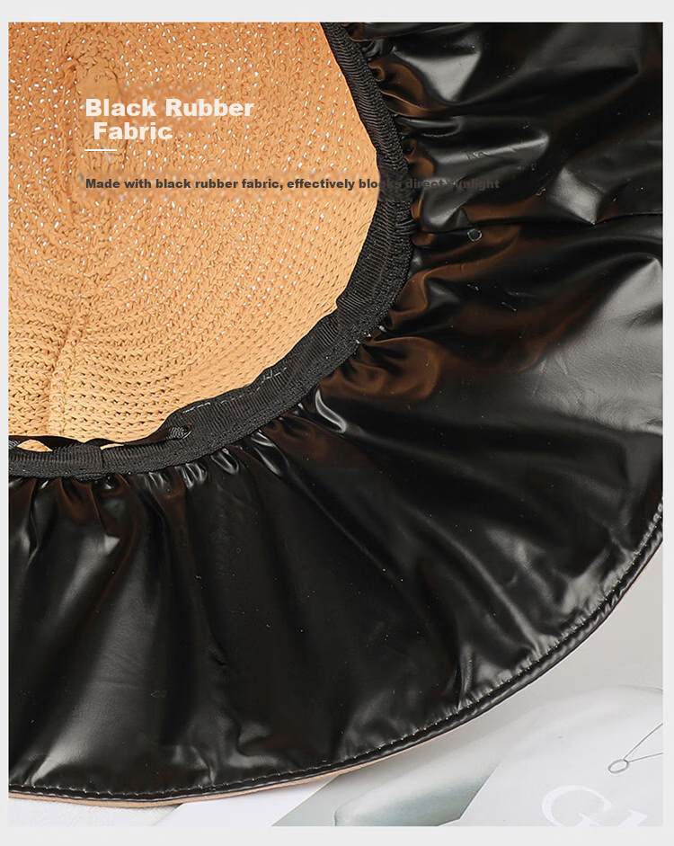 YUYULA Black Vinyl Sunscreen Hat Women Summer Outdoor UV Protection Sun Hat Fashionable Breathable Bucket Hat Beach Hat 4