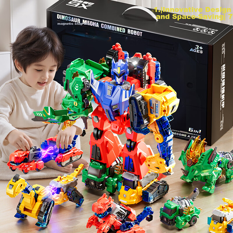XST Children's Magnetic Toy Car Boys Building Block Engineering Vehicle Transforming Educational King Kong 3-6 Years Birthday Gift