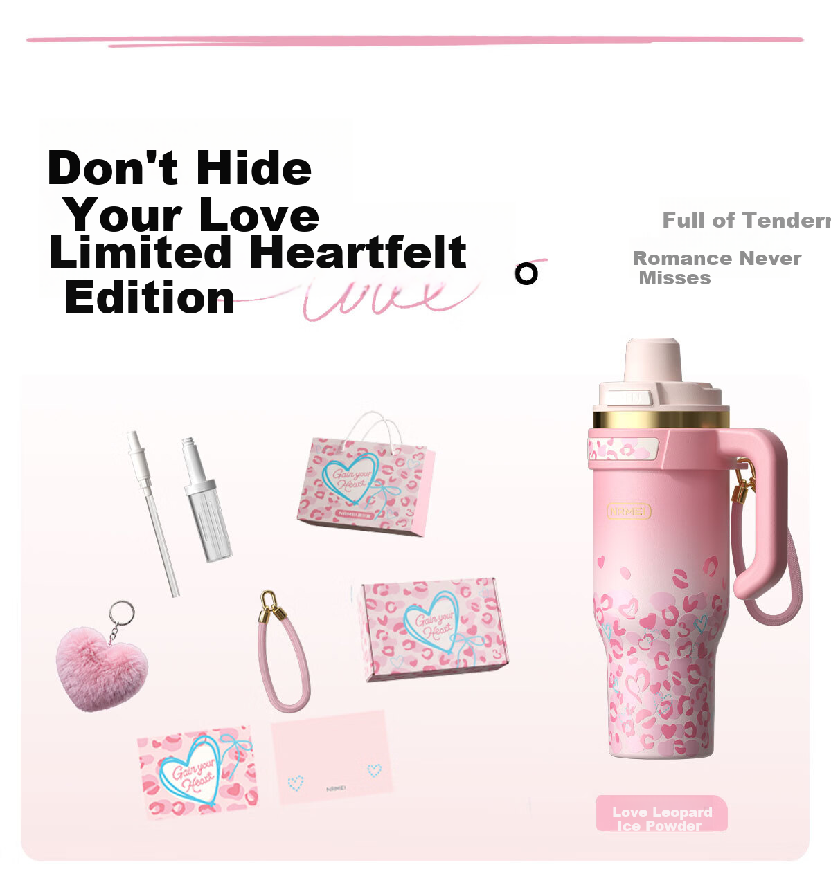 NRMEi Insulated Large Capacity Ice Tumbler 520ml Gift for Girlfriend Couples High-Value Birthday Present 24