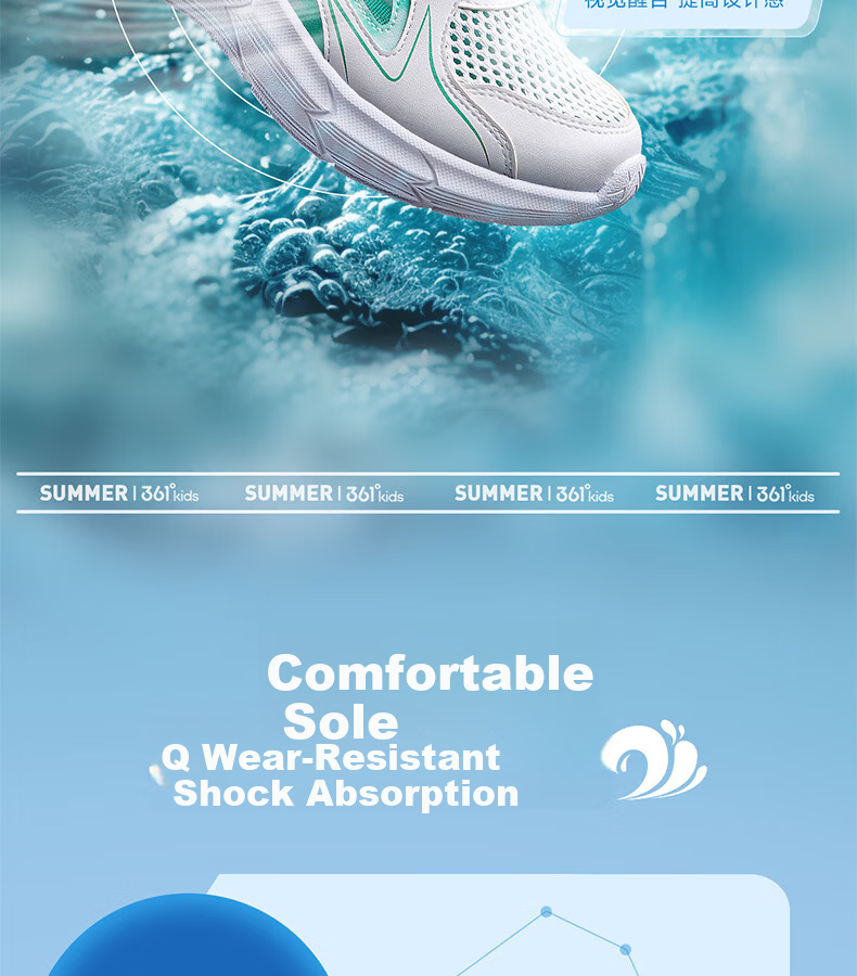 361° Kids Sports Shoes Summer 26 Boys Girls Lightweight Breathable School Running Shoes White Size 39 7
