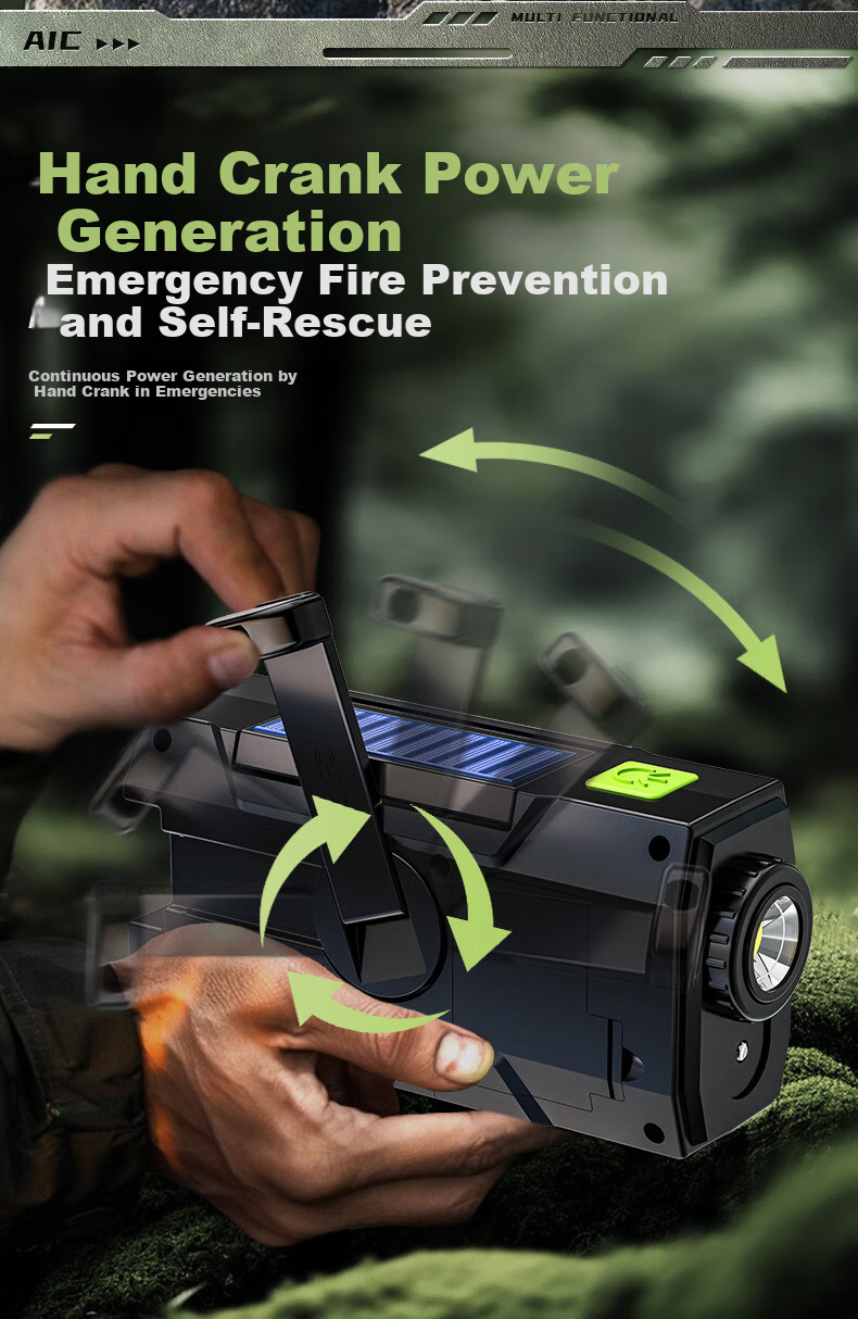 SHENYU Hand Crank Generator Radio Flashlight Emergency Outdoor Solar Multifunctional Charging Equipment Lighting Lamp 6
