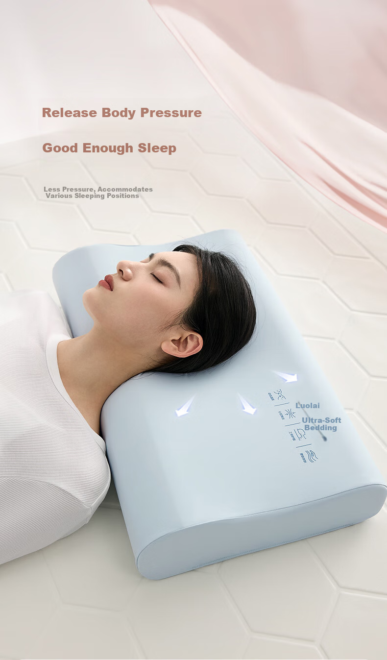 Luolai Home Textiles Pillow Cervical Neck Support Slow Rebound Pressure Relief Memory Foam Adult Pillow Core Two-Pack 8
