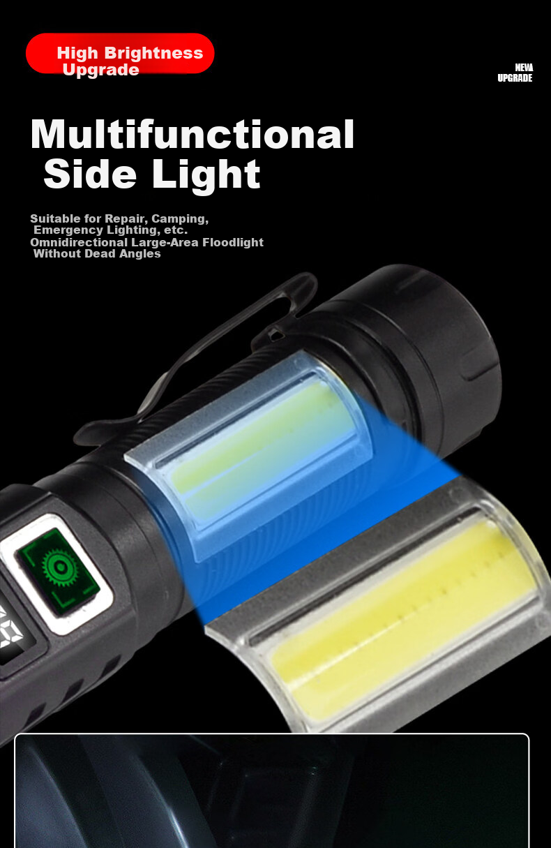 MAX LOAD Magnetic Rechargeable Mini Portable High Brightness Outdoor Flashlight with Side Light Multifunctional Work Repair Torch 7