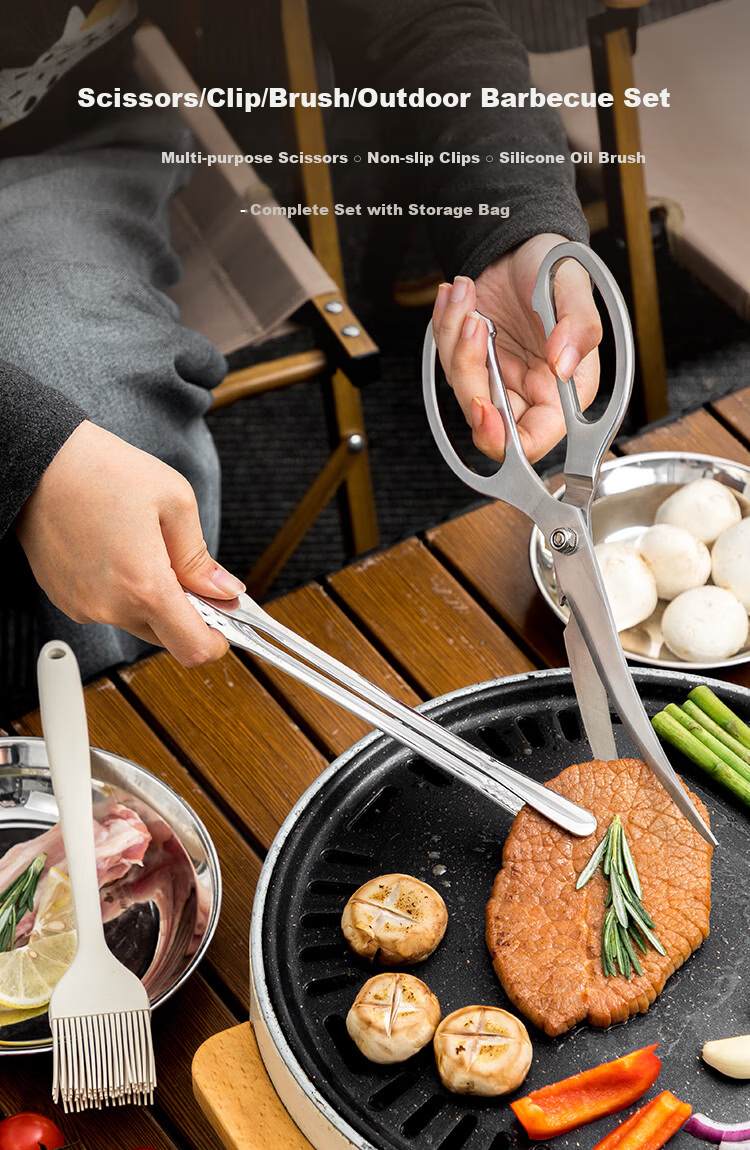 Banwu Life 304 Stainless Steel Food Tongs Kitchen Steak Tongs BBQ Tongs Korean Barbecue Tongs Vegetable Tongs Frying Tongs 1