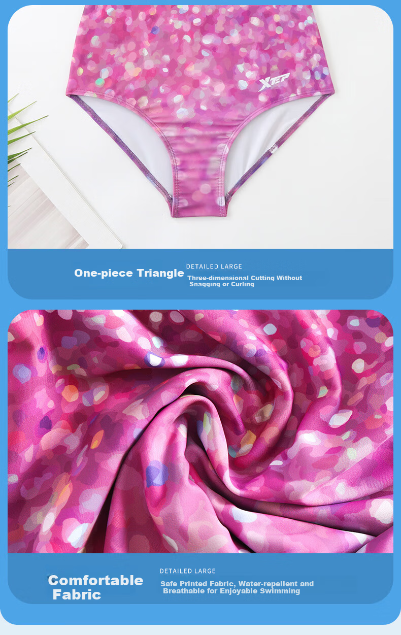 Xtep Women's Slimming Tummy Control One-Piece Triangle Sexy Professional Racing Swimsuit for Swimming Pool 14