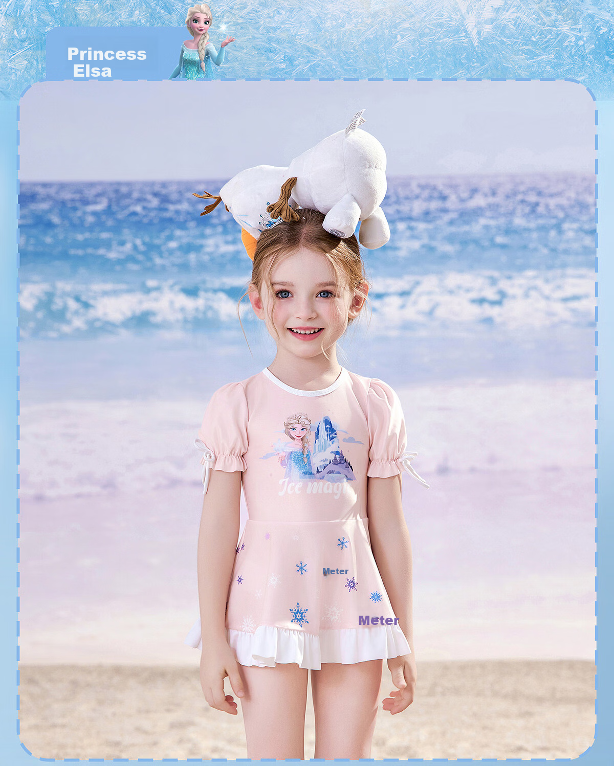 Disney Kids Girls Toddler Baby One-Piece Skirted Swimsuit Blue D35035S1E Size 130 1