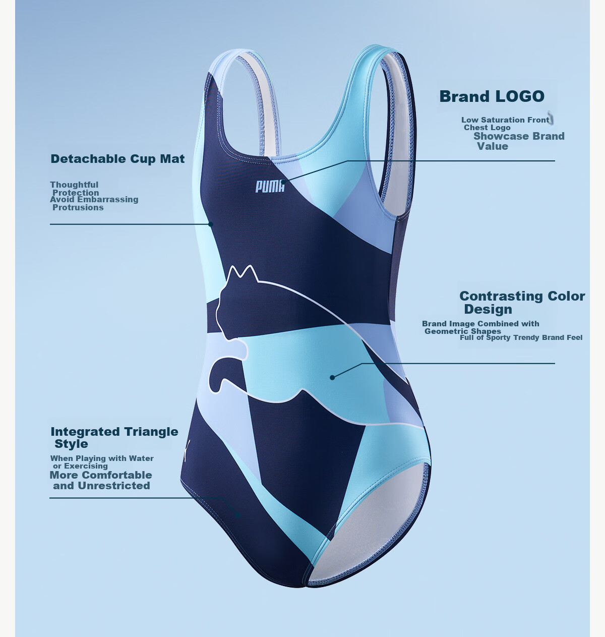 PUMA Kids Girls One-Piece Professional Training Racing Swimsuit for Swimming Pool 8