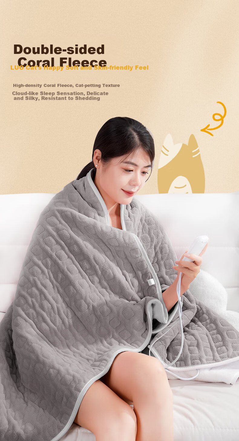 CHIGO Heated Shawl Electric Blanket Electric Heating Throw Timed Washable 1.5m x 0.9m Heated Cover Blanket 3