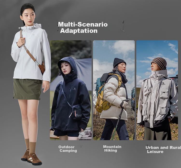 CAMEL Women's Outdoor Softshell Jacket Spring 2026 Fleece Lined Hooded Water-Repellent Tear-Resistant Anti-Static Hiking Mountaineering Coat 9012 7