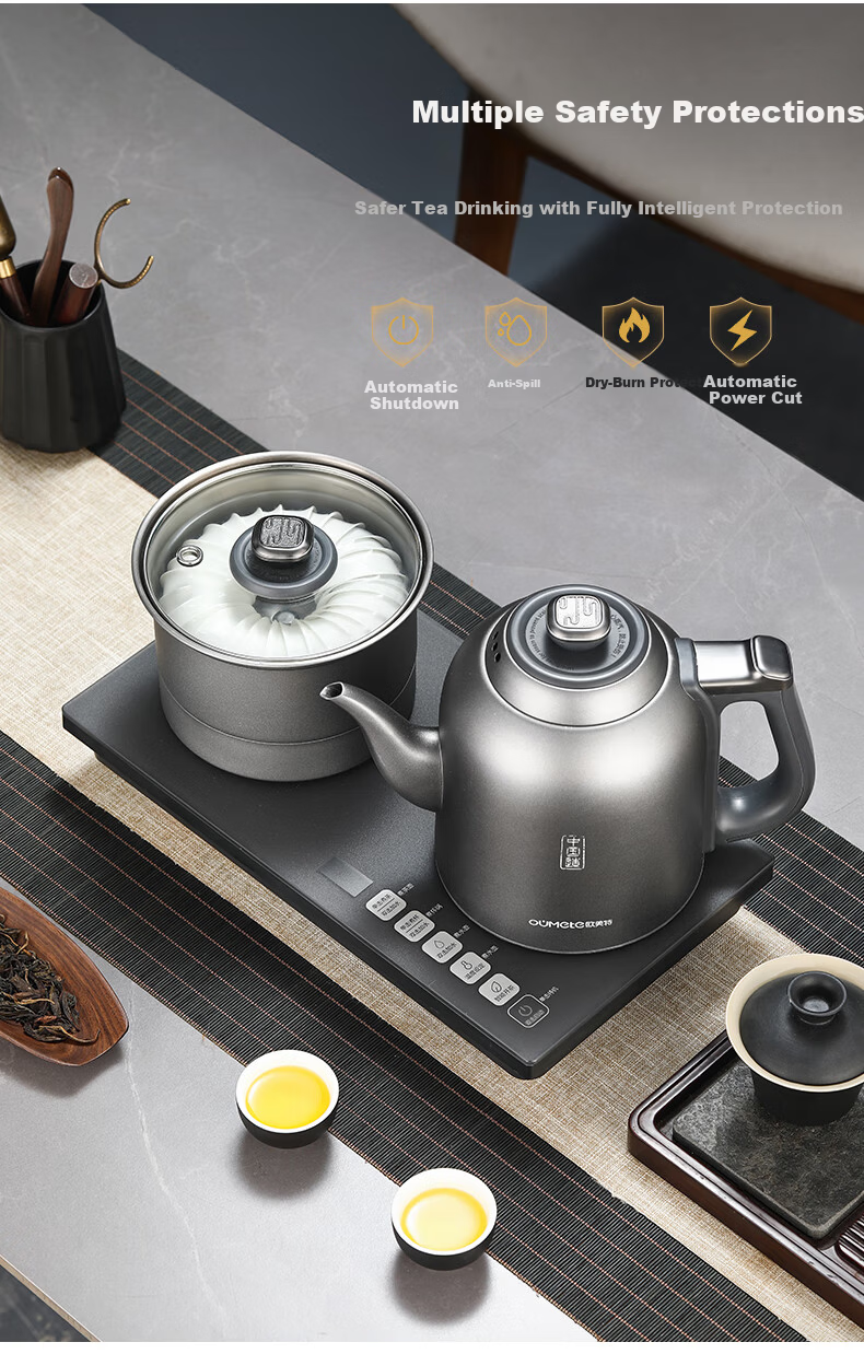 OUMETE Fully Automatic Water Supply Electric Kettle Embedded Tea Table Kettle Handle Water Supply Tea Brewing and Boiling Integrated Machine 316L Insulated Steaming Tea Brewing Kettle OMT-JS1930 14