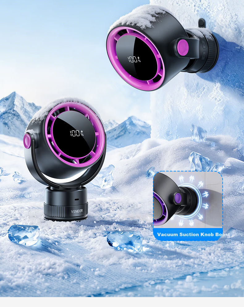 VENIDER 2026 Latest Model | Cool Breeze No.1 | Desktop Mini Fan Silent Cooling Air Conditioner Fan for Office, Student Dormitory, Car, Wall-mounted, Kitchen, Small Home Oscillating Electric Fan 8