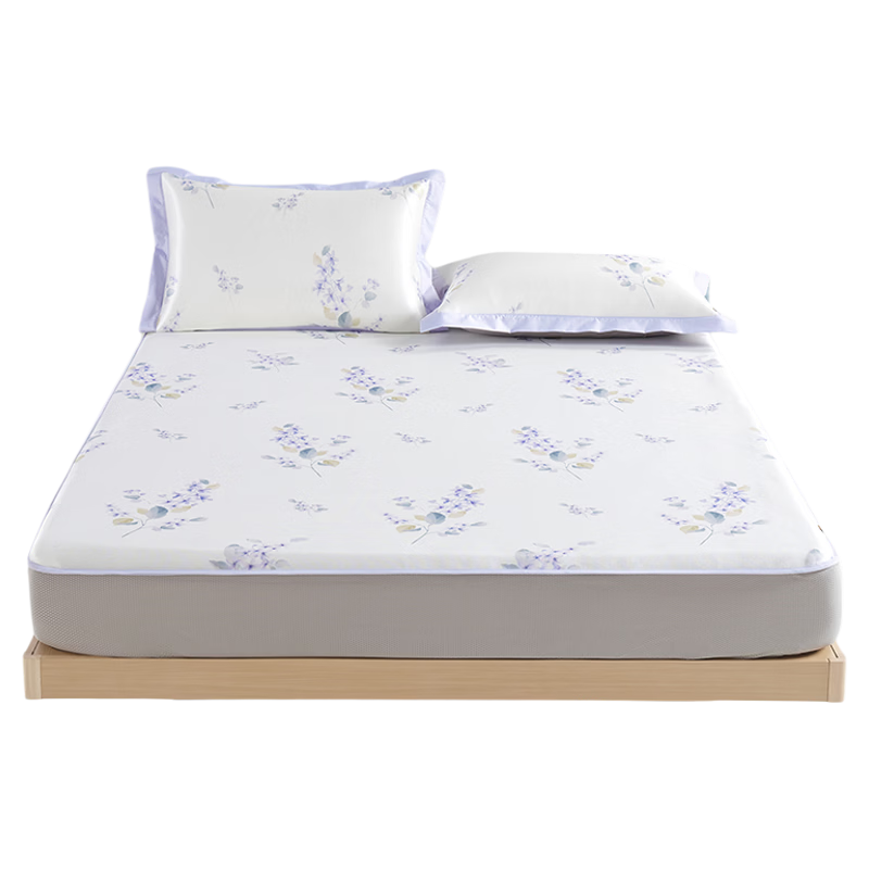 Boyang Home Textiles Class A Ice Silk Mat Three-Piece Set Antibacterial Soft Mat Summer Cooling Mat Fitted Sheet 1.8m [Washable]